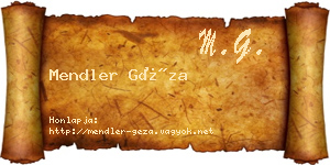 Mendler Géza névjegykártya