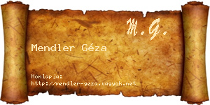 Mendler Géza névjegykártya